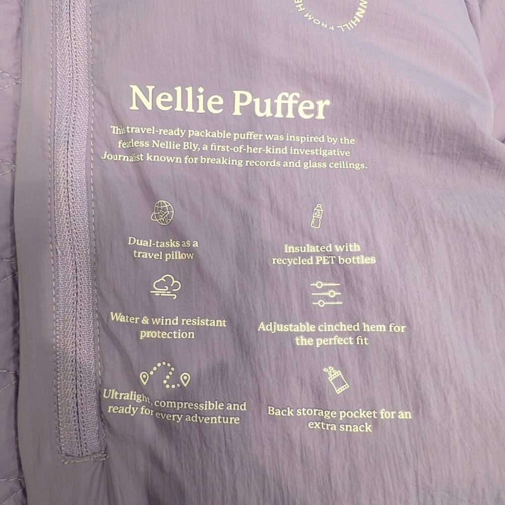 Halfdays Nellie Packable Puffer Lilac Purple Lightweight Oversize Crop Jacket XL - Picture 9 of 16